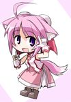  ahoge animal_ears chibi dog_days dog_ears dog_girl dog_tail kugelschreiber millhiore_f_biscotti open_mouth pink_hair purple_eyes short_hair smile solo tail 