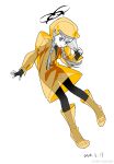  1girl biohazard_symbol bodysuit boots braid bufu_(false_memory) chinese_commentary clothing_cutout commentary_request dated false_memory fingerless_sleeves grey_eyes grey_hair halo highres jacket looking_at_viewer pointy_ears see-through_clothes see-through_jacket shoulder_cutout simple_background solo toes twin_braids watermark weibo_username weibo_watermark white_background yya0ann 