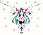  1girl absurdres armor armored_boots bikini bikini_armor bit_(gundam) blush boots breasts closed_mouth commentary_request cosplay faulds full_body gundam gundam_zz highres kochiya_sanae long_hair looking_at_viewer mecha_musume medium_breasts ngirln4 qubeley_mk_ii qubeley_mk_ii_(cosplay) quin_mantha quin_mantha_(cosplay) simple_background smile solo swimsuit touhou very_long_hair white_armor white_background white_bikini 