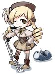  blush drill_hair hat kugelschreiber long_hair looking_at_viewer magical_girl mahou_shoujo_madoka_magica one_eye_closed smile solo tomoe_mami twin_drills twintails 
