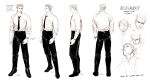  1boy absurdres alexander_(veil) back belt character_name cigarette commentary full_body highres male_focus necktie profile shirt_tucked_in short_hair skinky solo veil_(manga) watch wristwatch 