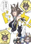  5girls absurdres admire_groove_(umamusume) ahoge air_groove_(umamusume) animal_ears black_shirt blue_eyes blue_hair blush bow breasts brown_hair closed_mouth commentary_request duramente_(umamusume) ear_bow ear_ornament gloves green_hair hair_between_eyes hair_ornament hair_over_one_eye hairband heterochromia highres horse_ears horse_girl kiseki_(umamusume) large_breasts long_hair looking_at_viewer multicolored_hair multiple_girls official_alternate_costume open_mouth purple_eyes rulership_(monochrome_gm)_(umamusume) rulership_(umamusume) school_uniform shirt short_hair short_hair_with_long_locks sleeveless sleeveless_shirt smile streaked_hair summer_uniform sweatdrop tetsuz_ttjr5 tracen_school_uniform translation_request umamusume umamusume_horse_relations white_gloves white_hair 