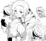  2boys aotsuki_eito blush closed_eyes finger_in_another's_mouth glasses grin hood hoodie male_focus multicolored_hair multiple_boys multiple_views smile spot_color streaked_hair sumino_takumi the_hundred_line_-last_defense_academy- umirukode vomit vomiting yaoi 