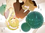  bad_id bad_pixiv_id black_legwear boots closed_eyes green_hair gumi headphones motineko open_mouth pantyhose short_hair solo upside-down vocaloid 