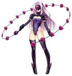  1girl boots breasts cleavage cleavage_cutout clothing_cutout corruption covered_eyes covered_navel dark_persona elbow_gloves exs-slave exs-slave_alpha full_body game_asset gloves head-mounted_display high_heel_boots high_heels highleg highleg_leotard holding holding_sword holding_weapon inoino katsuragi_marina kouyoku_senki_exs-tia large_breasts large_variant_set leotard long_hair mind_control non-web_source official_art open_mouth purple_leotard self-datamine shiny_clothes simple_background solo standing sword tachi-e thigh_boots thighhighs transparent_background variant_set weapon whip whip_sword white_hair 