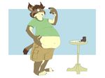  belly cake chubby eating feline food love_handles lynx male mammal nickwolf overweight solo standing 