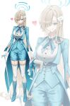  12xiaopumpit29 1girl absurdly_long_hair absurdres ace_(playing_card) ace_of_clubs ace_of_diamonds alternate_costume aqua_boots aqua_bow aqua_bowtie aqua_coat aqua_eyes aqua_shorts aqua_vest asuna_(blue_archive) bell_sleeves blonde_hair blue_archive blue_gem blue_halo blush boots bow bowtie breasts cane card club_(shape) coat coattails collared_shirt commentary diamond_(shape) dot_nose frilled_shirt frilled_shirt_collar frills full_body garter_straps gem gloves grin hair_over_one_eye hair_over_shoulder halo hat hat_bow heart high_heel_boots high_heels highres holding holding_cane holding_unworn_clothes holding_unworn_hat impossible_clothes impossible_shirt jacket knee_boots lace-up_boots lapels large_breasts long_hair long_sleeves looking_at_viewer magician open_clothes open_coat pale_skin playing_card playing_card_hair_ornament shirt short_shorts shorts simple_background skindentation smile solo standing tailcoat thighhighs top_hat unworn_hat unworn_headwear very_long_hair vest white_background white_garter_straps white_gloves white_hat white_shirt white_thighhighs wide_hips zoom_layer 