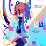  1girl a.i._voice adachi_rei android black_shirt colorful computer_chip headlamp headset highres jacket kawaguchi_(pico0418x_x) morse_code one_side_up open_clothes open_jacket orange_eyes orange_hair radio_antenna shaded_face shirt solo utau white_jacket wire 