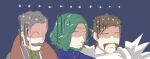  3boys alois_rangeld armor beard brown_hair chinstrap_beard commentary_request facial_hair fire_emblem fire_emblem:_three_houses goatee green_hair grey_hair hanneman_von_essar headband mature_male monocle multiple_boys mustache no_eyes portrait seteth_(fire_emblem) short_hair sideburns white_armor worried yanmarson yellow_headband 