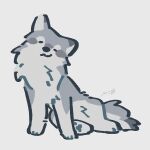  absurdres animal_focus commentary full_body grey_background highres no_humans original rinrinwolf signature simple_background solid_oval_eyes wolf 