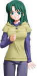  1girl 2000s_(style) blush breasts casual cowboy_shot denim game_asset glasses green_eyes green_hair hayama_tsukasa_(en_ciel_rena) jeans kourin_tenshi_en_ciel_rena large_variant_set long_hair long_sleeves looking_at_viewer lowres non-web_source official_art open_mouth pants rimless_eyewear saitou_natsuki self-datamine shirt simple_background solo standing tachi-e transparent_background variant_set 
