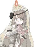  +_+ 1girl blonde_hair bow braid bridal_veil chain cross_in_eye dress elbow_gloves flower frilled_dress frills gloves highres keyhole lock long_hair looking_at_viewer magical_girl mahou_shoujo_ikusei_keikaku mahou_shoujo_ikusei_keikaku_limited multiple_braids padlock simple_background soleidekmo solo upper_body veil wedding_dress wedin yellow_eyes 