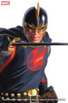  1boy absurdres alex_ross armor artist_name belt black_cape black_eyes black_gloves black_helmet black_knight_(marvel) black_tunic cape chainmail comic_cover commentary copyright_logo copyright_name cover cover_page english_commentary english_text gloves gold_helmet helmet highres holding holding_sheath holding_sword holding_weapon logo looking_at_viewer male_focus marvel multicolored_helmet official_art open_mouth realistic sheath solo studded_belt studs sword teeth tunic upper_body weapon western_comics_(style) white_background 