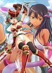  2girls armor dark_skin female mirim official_art queen&#039;s_blade queen&#039;s_blade_rebellion runaruna 