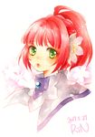 1girl capelet flower green_eyes hair_ornament long_hair red_hair rubia_natwick tales_of_(series) tales_of_the_tempest 