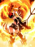  1girl armor belt black_gloves black_shorts blunt_bangs breasts commentary crop_top english_commentary gloves godtail highres holding holding_sword holding_weapon huge_weapon large_breasts looking_at_viewer magik's_crown magik_(x-men) marvel pauldrons revision short_shorts shorts shoulder_armor shoulder_spikes single_pauldron solo spiked_pauldrons spikes superhero_costume sword thighhighs weapon x-men 