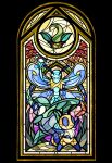  1girl 2boys abdomen_tail antennae arched_window bee bee_wings beetle black_background black_eyes blue_skin blue_wings boomerang bug bug_fables closed_mouth colored_skin commentary cryokinesis furry grass highres holding_boomerang horns ice insect_wings kabbu_(bug_fables) kumoketu leaf leif_(bug_fables) looking_at_viewer moth moth_antennae moth_wings multiple_boys neck_fur plant potted_plant rainbow_gradient single_horn smile stained_glass standing untranslatable_commentary vi_(bug_fables) white_eyes window wings yellow_eyes 