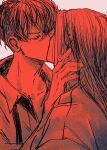  2boys closed_eyes commentary_request earrings french_kiss hand_on_another's_neck hanemiya_kazutora highres jewelry kiss long_hair male_focus matsuno_chifuyu multiple_boys short_hair tokyo_revengers yaoi yn_tkrv 