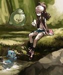  bad_id bad_tumblr_id bag baseball_cap blue_eyes boots denim denim_shorts dewott duosion eating food forest gen_5_pokemon grass hat long_hair mangoshake nature pokemon pokemon_(creature) pokemon_(game) pokemon_bw ponytail river sandwich shorts sitting swimming touko_(pokemon) tree water 