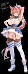  1girl absurdres adapted_costume alternate_hairstyle animal_ears arm_up armpit_crease asdkd123 boots bow bowtie breasts breasts_out brown_hair cameltoe censored center_frills commentary_request commission covered_nipples daiwa_scarlet_(peak_blue)_(umamusume) daiwa_scarlet_(umamusume) epaulettes fang frills full_body garter_straps hair_between_eyes hair_intakes heart heart_censor high_heel_boots high_heels high_ponytail highres horse_ears horse_girl horse_tail large_breasts large_variant_set light_blush long_hair looking_at_viewer no_panties pixiv_commission ponytail red_eyes skindentation smile solo tail thighhighs thighs umamusume underwear variant_set very_long_hair white_wrist_cuffs wrist_cuffs 