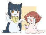  >_< :3 :p animal animal_focus animal_with_hair animalization blue_hair blush cat commentary_request crying holding holding_plate holding_spoon hutaba idolmaster idolmaster_million_live! kitakami_reika long_hair no_humans nonohara_akane open_mouth plate red_hair short_hair simple_background spoon streaming_tears tears tongue tongue_out twintails_with_hair_base 