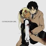  artist_request black_hair blonde_hair blood blue_eyes gunslinger_girl hillshire hug lowres tears triela victor_hillshire 