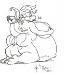  belly_grab big_belly big_breasts black_and_white blush breasts butt clitoris dragon herm inflation intersex monochrome morbidly_obese obese overweight pregnant pussy raphiel round_belly rykela scalie sketch solo 