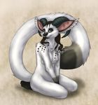  catwolf facial_piercing feathers female furry-specific_piercing horn hybrid lemur looking_at_viewer muzzle_piercing nose_piercing nose_ring nude piercing sitting solo 