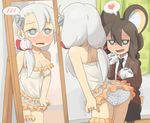  2girls animal_ears blush ears emolga excadrill hora_(hora06) multiple_girls personification pokemon yuri 