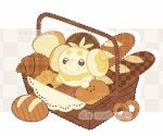  baguette basket bread commentary fidough food in_basket in_container inomo_(qimoshu) loaf_of_bread looking_at_viewer looking_up no_humans pokemon pokemon_(creature) pokemon_focus pretzel sample_watermark untranslatable_commentary watermark wicker_basket 