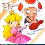  artist_request blonde_hair blue_eyes elbow_gloves nintendo princess_peach super_mario_bros. toad 