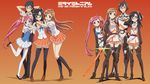  3girls ahoge black_legwear blue_eyes boots bow braid brown_eyes brown_hair culture_japan dual_persona glasses green_eyes hair_bow hair_ribbon high_heels highres hoshikawa_kanata iwakura_kazunori kneehighs long_hair mirai_millennium multiple_girls official_art pink_hair ribbon school_uniform seiun_eiji semi-rimless_eyewear shoes side_ponytail suenaga_haruka suenaga_mirai thigh_boots thighhighs twin_braids twintails under-rim_eyewear very_long_hair white_legwear zettai_ryouiki 