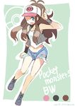  bad_id bad_pixiv_id baseball_cap blue_eyes brown_hair denim denim_shorts hat long_hair midriff navel one_eye_closed pokemon pokemon_(game) pokemon_bw ponytail seo_tatsuya shorts solo touko_(pokemon) vest 