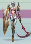  1girl absurdres arms_behind_back ayanami_rei ball_gag blindfold blue_hair breasts dildo drooling full_body gag gag_harness gagged highres large_breasts mechanical_arms mechanical_legs navel neon_genesis_evangelion nipple_piercing nipples object_insertion piercing pussy restrained sex_toy short_hair sirpetus skindentation solo standing stomach vaginal vaginal_object_insertion 