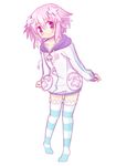  aoki_ume_(style) bleeugee blush choujigen_game_neptune collarbone compile_heart game hair_ornament hood hoodie idea_factory jewelry necklace neptune_(choujigen_game_neptune) neptune_(series) nippon_ichi pink_hair purple_eyes purple_heart sega short_hair simple_background smile solo thighhighs white_background yogurtm 