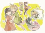  2girls aged_down amagi_yukiko arms_behind_back black_hair black_pantyhose black_skirt blunt_bangs blush chibi child crt dress fighting_stance gown green_shirt green_sweater hand_fan headband hug jumping lililili5 long_hair looking_at_another loose_socks medium_hair miniskirt multiple_girls multiple_persona multiple_views nose_blush pantyhose persona persona_4 prince princess puffy_sleeves red_dress red_sweater satonaka_chie school_uniform shadow_yukiko shirt short_hair short_side_ponytail shorts side_ponytail skirt smile socks surprised sweater t-shirt tomboy very_long_hair white_background yasogami_school_uniform yellow_background 