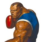  boxing_gloves capcom dark_skin dark_skinned_male fighting_stance highres lips m_bison male_focus muscle nona official_art solo street_fighter svc_chaos vest 