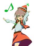  bad_id bad_pixiv_id brown_eyes brown_hair eighth_note hat lyrica_prismriver musical_note sawayaka_samehada solo touhou vest white_background 