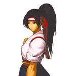  black_hair black_hakama hakama headband highres japanese_clothes nona official_art ponytail ryuuko_no_ken sleeves_rolled_up snk solo svc_chaos the_king_of_fighters toudou_kasumi upper_body 