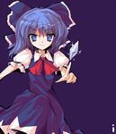  alphes_(style) blue_hair bow cirno ice ideolo parody ribbon short_hair solo style_parody touhou 