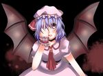  bad_id bad_pixiv_id bat_wings blue_hair fang hat remilia_scarlet ribbon short_hair solo touhou uranaishi_(miraura) wings 