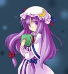  bad_id bad_pixiv_id book hat long_hair monmon patchouli_knowledge purple_hair ribbon solo touhou 