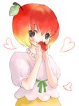  apple bad_id bad_pixiv_id blush food fruit heart holding holding_food holding_fruit maromi_(am97) multicolored_hair original ringo-chan short_hair solo two-tone_hair 