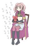  anya_alstreim cape chair code_geass knights_of_the_round_uniform morisoban pink_hair red_eyes sitting solo thighhighs 