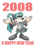  bar_censor censored chinese_zodiac detached_sleeves disney green_hair hatsune_miku identity_censor long_hair mickey_mouse microphone necktie new_year noshi_(noshibeya) parody skirt solo thighhighs twintails vocaloid year_of_the_rat 