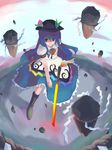  hat hinanawi_tenshi keystone long_hair purple_hair rope shide shimenawa solo sword sword_of_hisou takanashi_akihito touhou weapon 