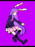  animal_ears bad_id bad_pixiv_id bunny_ears letterboxed long_hair purple_background purple_hair red_eyes reisen_udongein_inaba skirt solo tan_(tangent) touhou 