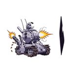  caterpillar_tracks ground_vehicle gun highres metal_slug military military_vehicle motor_vehicle no_humans snk sv001_(metal_slug) tank tank_focus weapon 