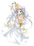  blush bridal_veil bride code_geass dress flower izumi_rei long_hair red_eyes silver_hair solo tears tianzi veil wedding_dress 