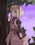  bag blonde_hair blue_eyes hizakura_mio original ribbon shade short_hair shoulder_bag solo tree tree_shade yukinagi 